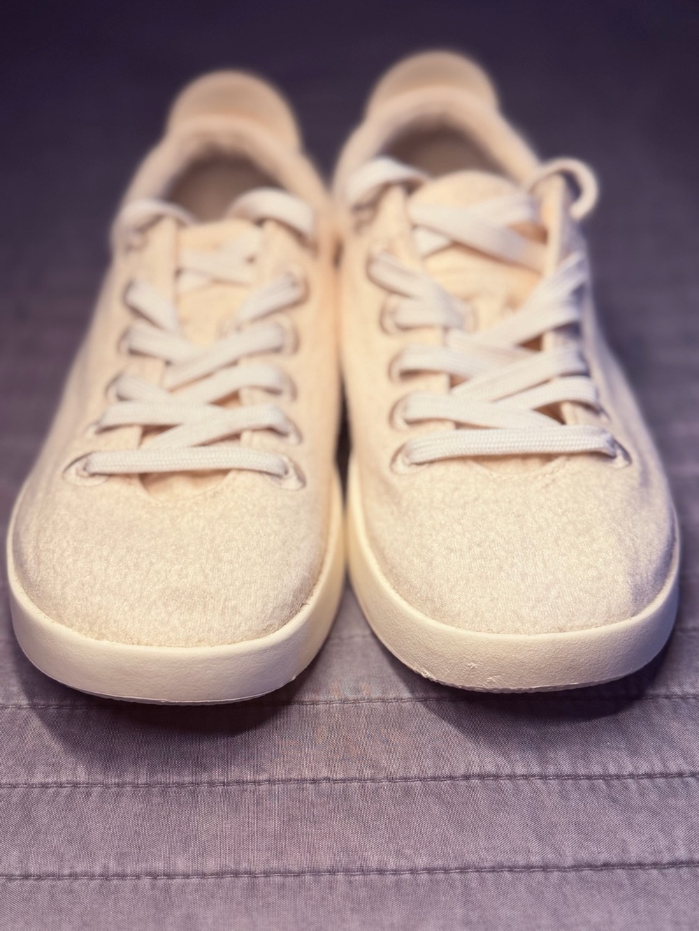 Casual Allbirds Women's Cream Canvas Lace-Up wool Sneakers Sz 8 preowned